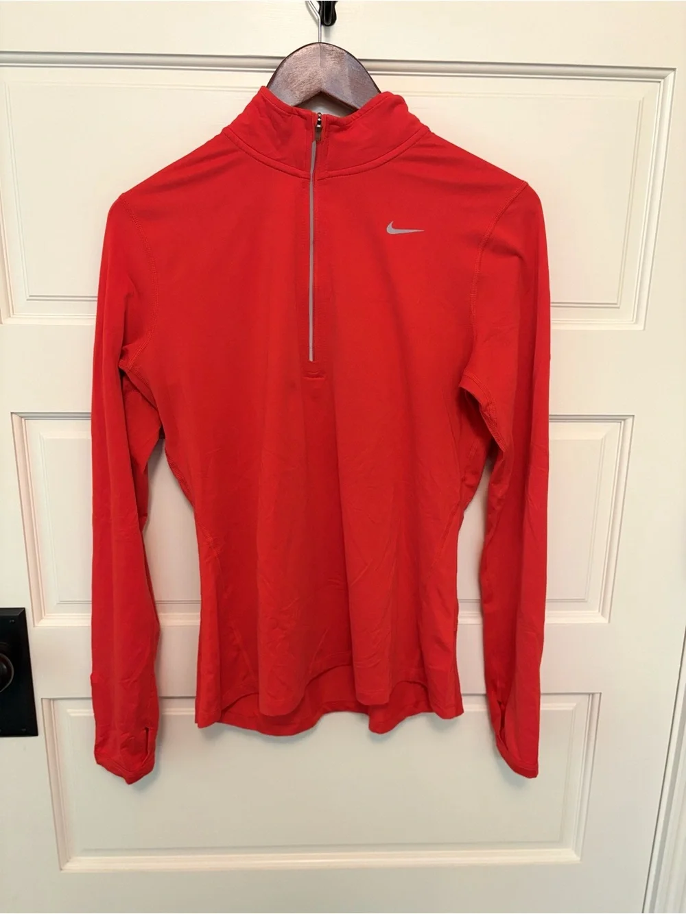 Nike Women's Bright Red Long-Sleeve Quarter Zip